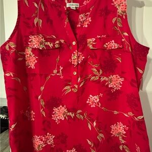 Fuschia Sleeveless Floral Blouse
